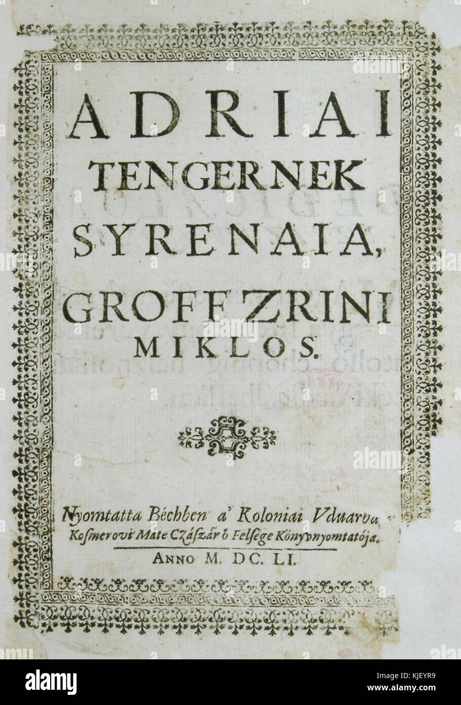 Une pièce hongroise historique intitulée 'Szigeti veszedelem', écrite en 1651, qui dramatise le siège de Szigetvár et les efforts héroïques des défenseurs pendant les guerres ottomanes. Banque D'Images
