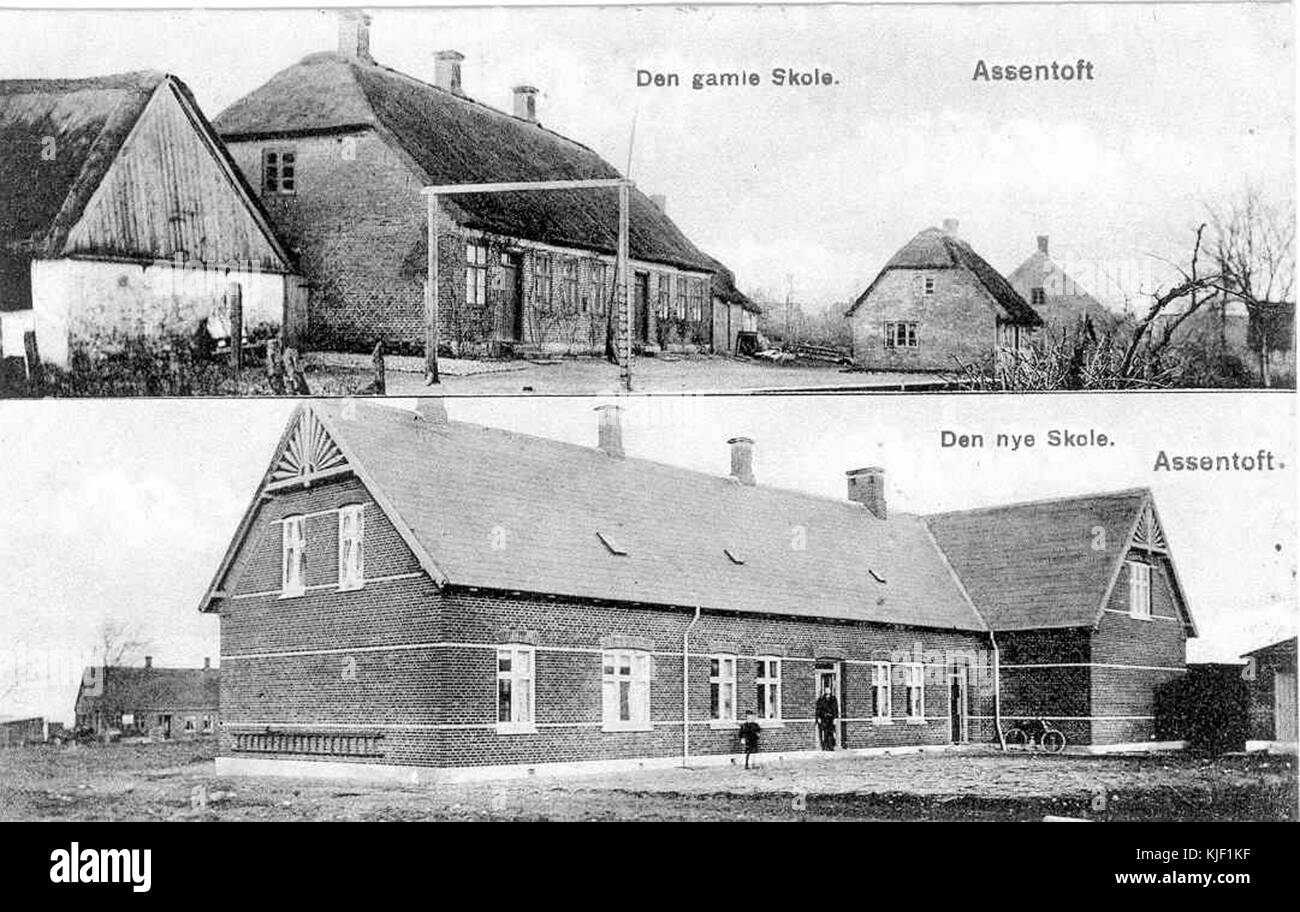 Gamle Assentoft og nye skole ca. 1900 Banque D'Images