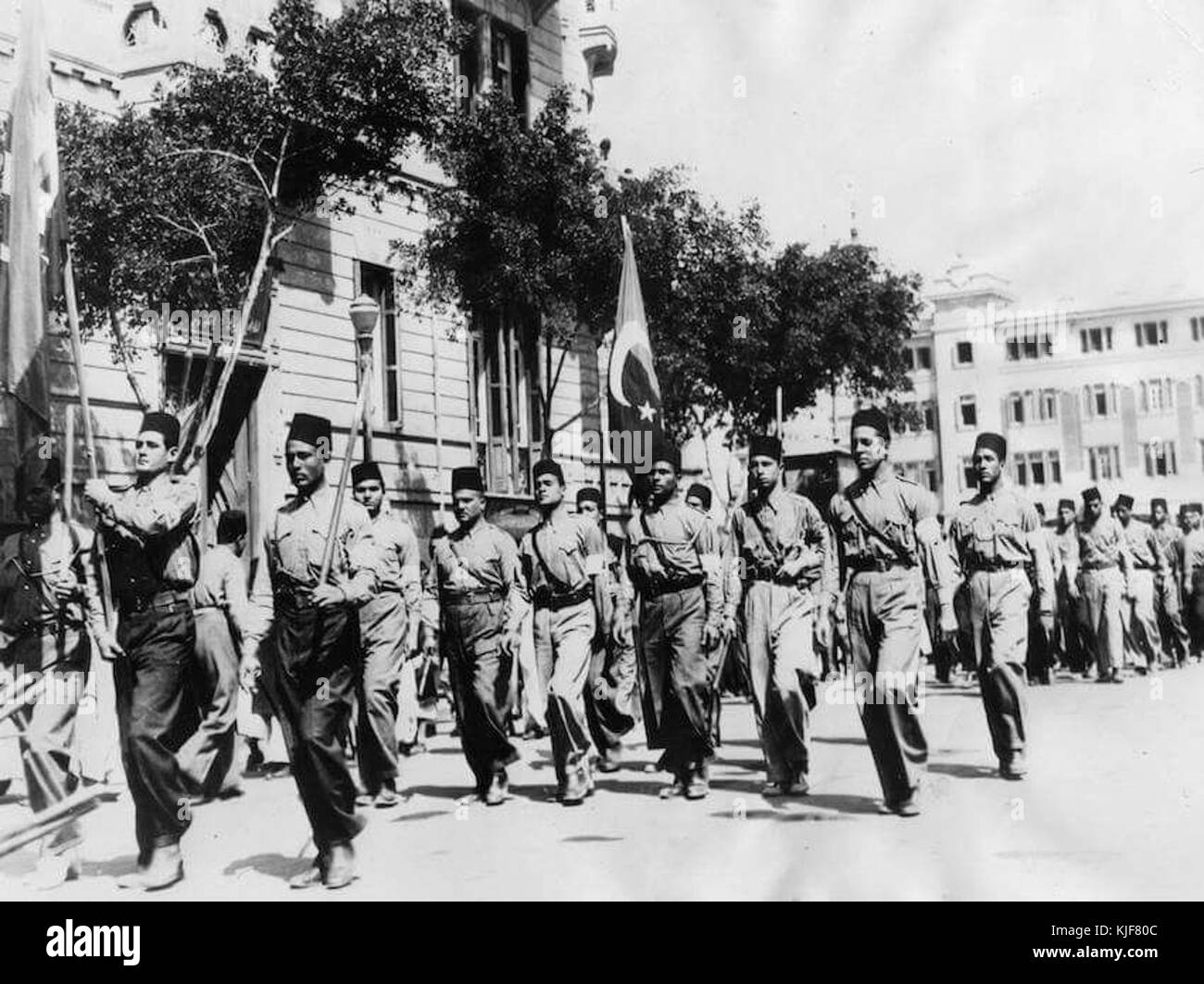 Chemises bleues (parti Wafd) Défilé 1936 Abdeen Palace Banque D'Images