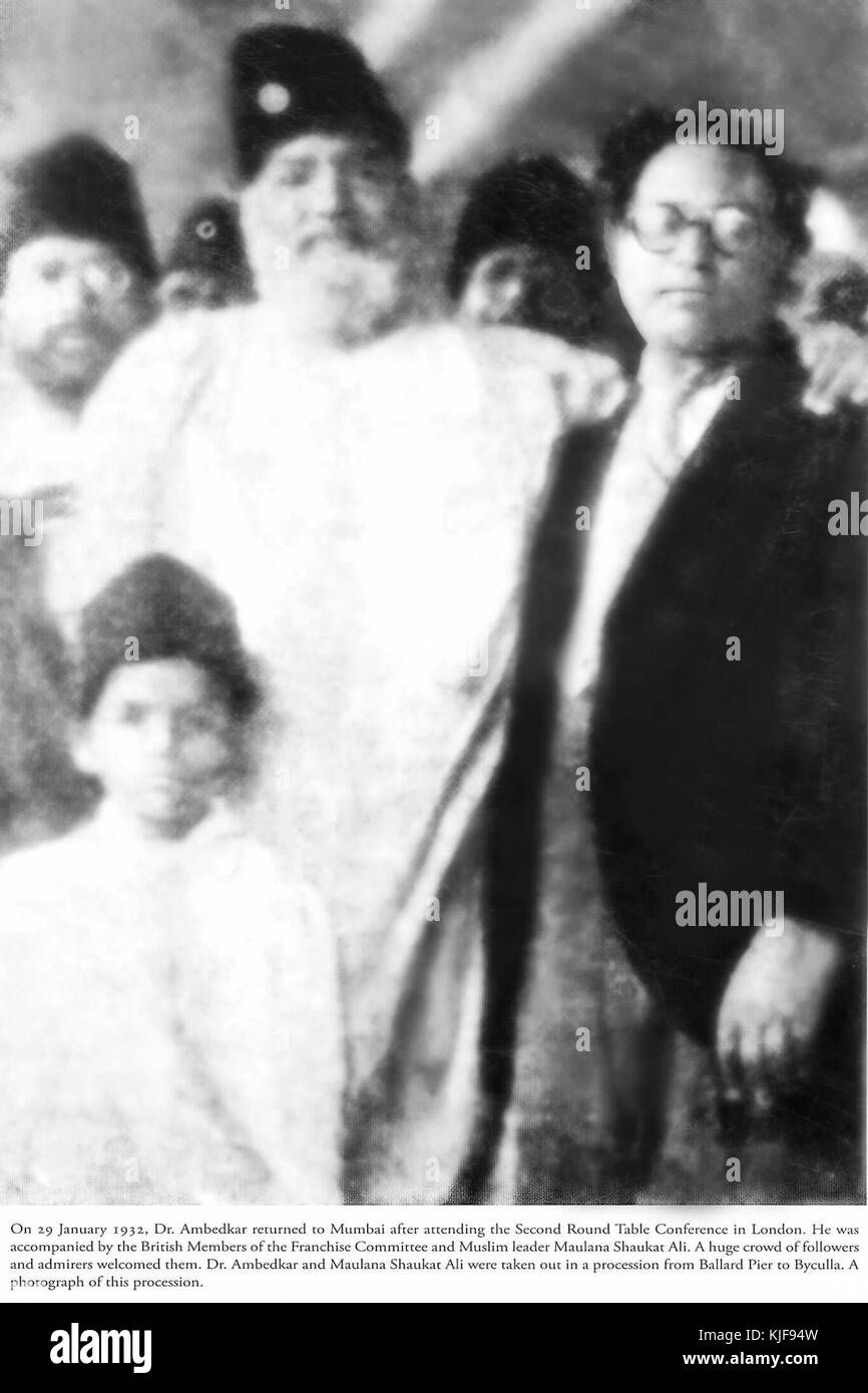 Le 29 janvier 1932, le Dr Babasaheb Ambedkar est retourné à Mumbai après avoir assisté à la deuxième Conférence de la Table ronde à Londres Banque D'Images