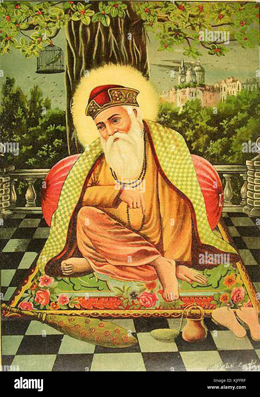 Guru Nanak Dev par Raja Ravi Varma Banque D'Images