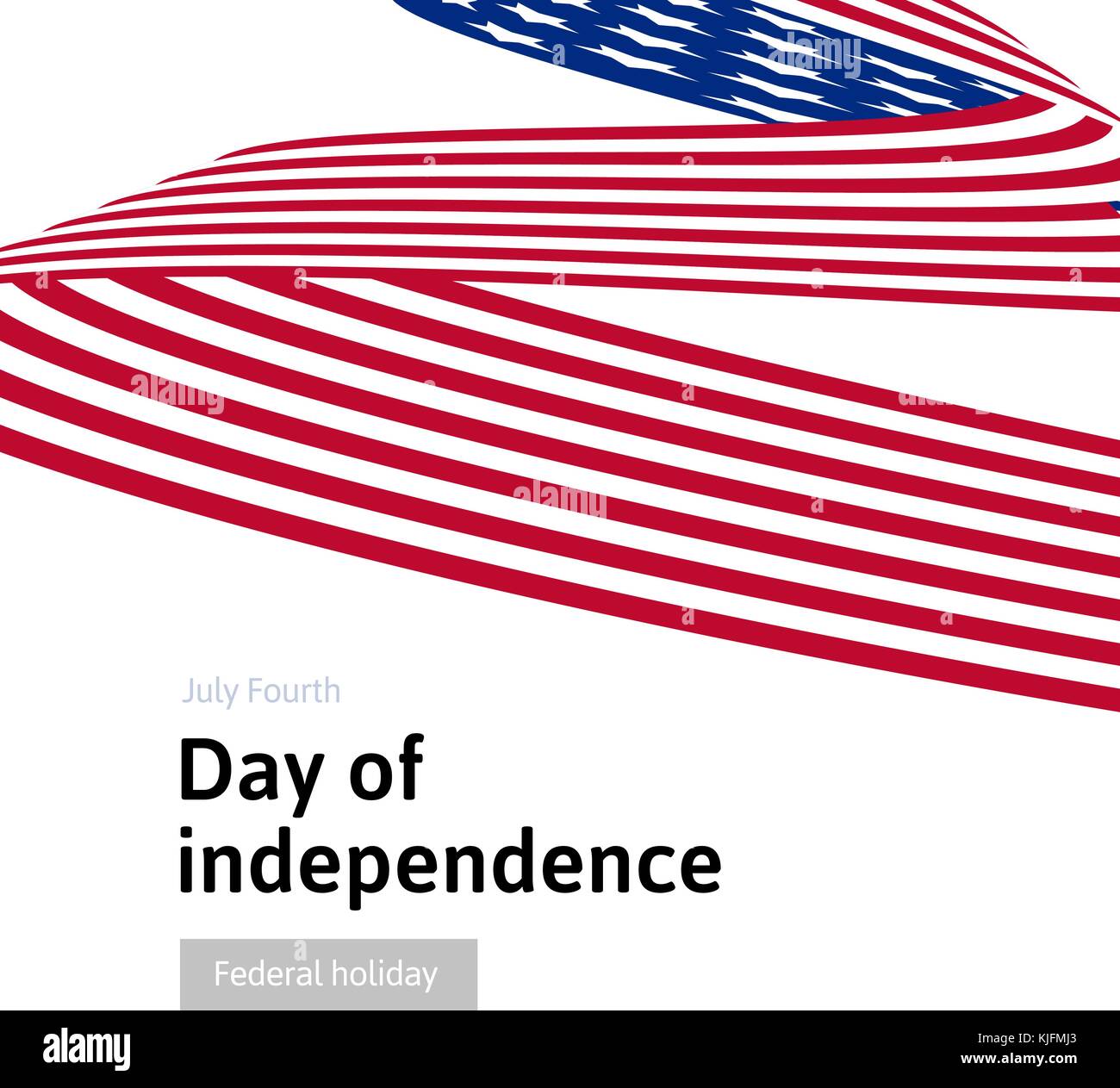 Joyeuse fête de l'indépendance. bleu et rouge du drapeau des États-Unis torsadée bouclés. juillet quatrième united states federal maison de vacances illustration vecteur 3D Illustration de Vecteur