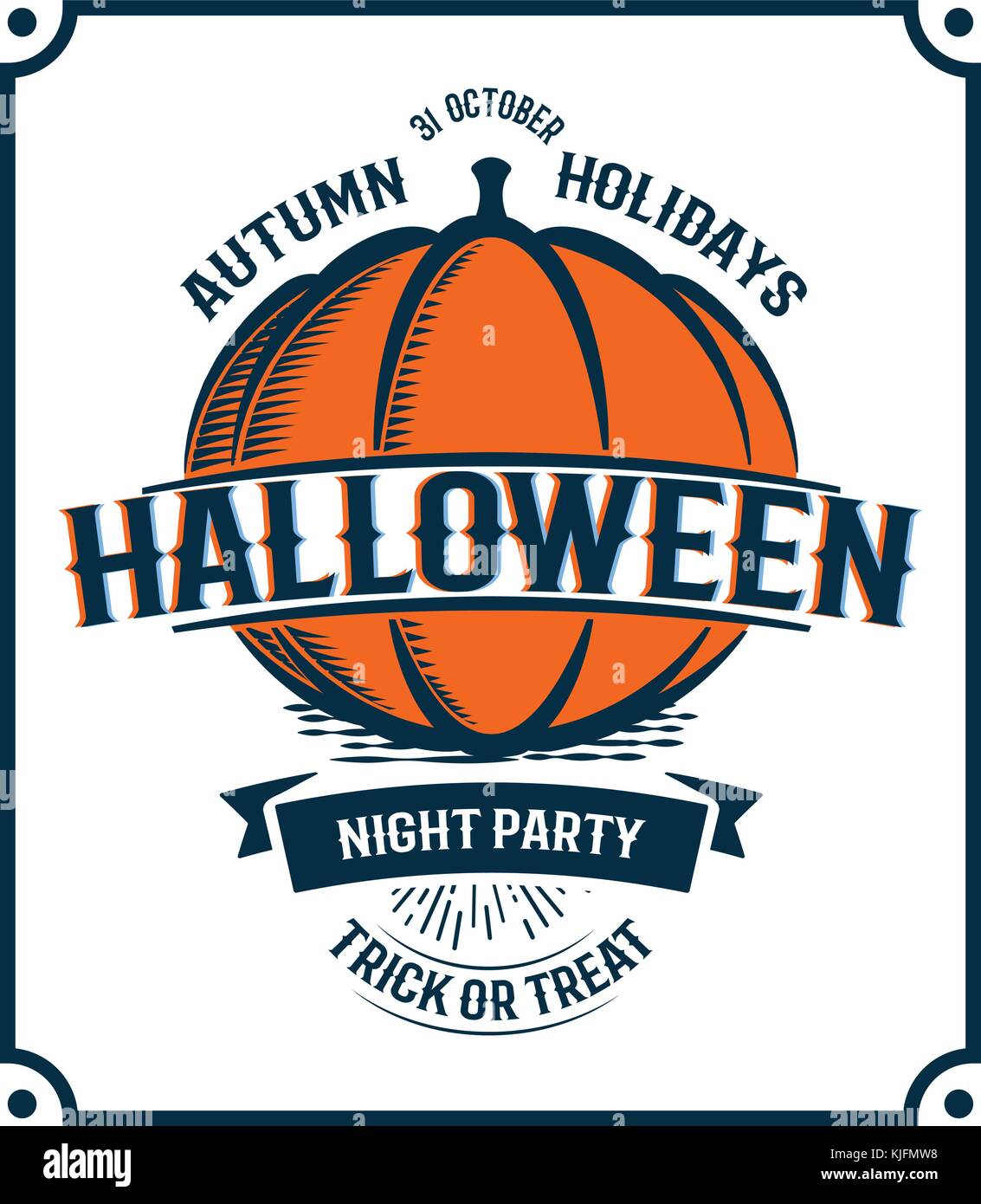 Citrouille halloween invitation rétro. vector illustration. l'automne maison de jour. Halloween party poster. Illustration de Vecteur