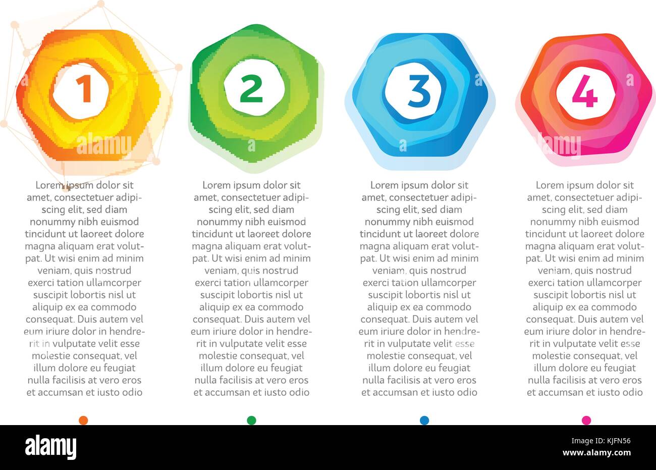 Résumé étapes. châssis hexagonale colorée avec les chiffres 1, 2, 3, 4. web infographies éléments. Illustration de Vecteur