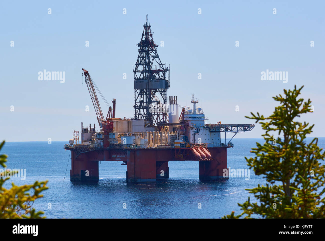 Verseau ouest forage semi submersible, Bay Bulls, péninsule d'Avalon, Terre-Neuve, Canada Banque D'Images