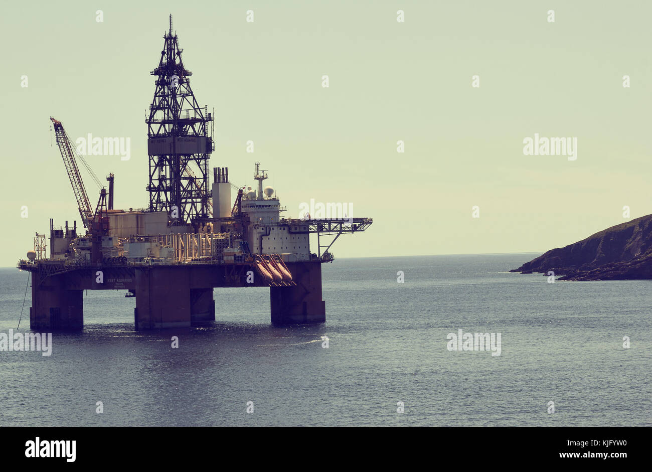 Verseau ouest forage semi submersible, Bay Bulls, péninsule d'Avalon, Terre-Neuve, Canada Banque D'Images