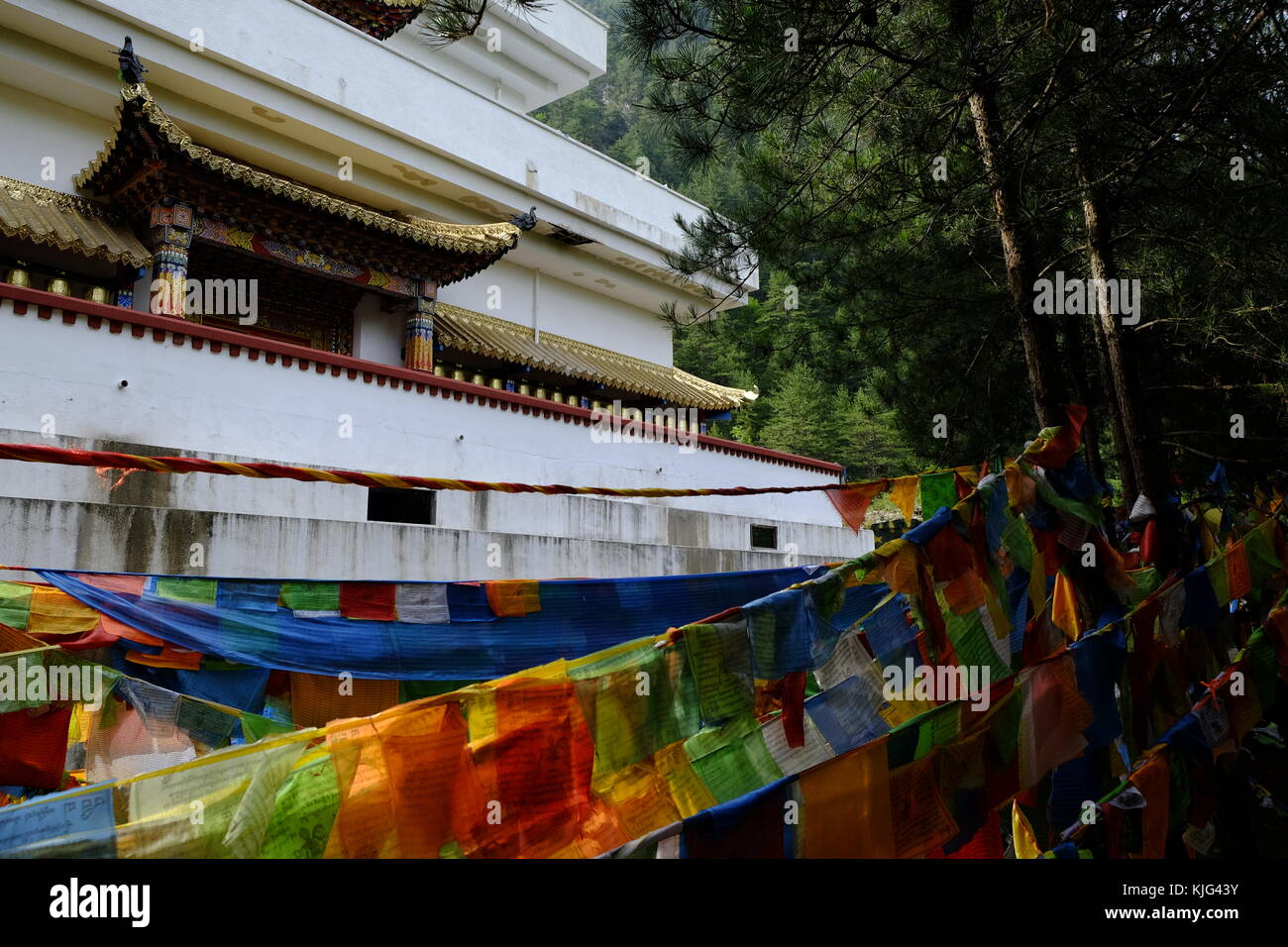 Monastère tibétain à jiuzhaigou valley en Chine Banque D'Images