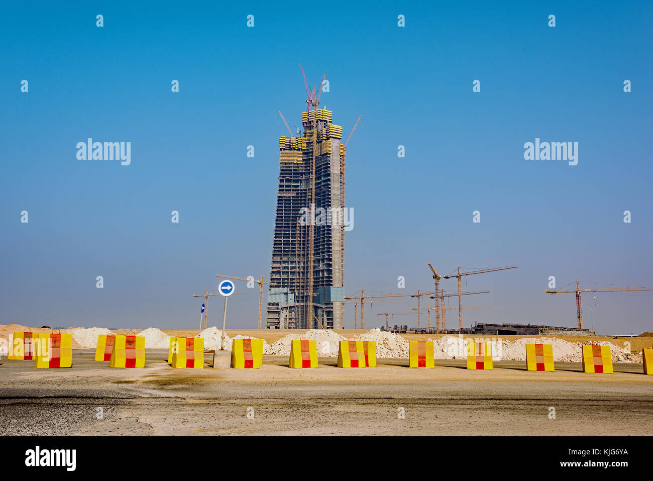 Le nouveau royaume tower en construction au nord de la ville de Jeddah en Arabie saoudite. Banque D'Images