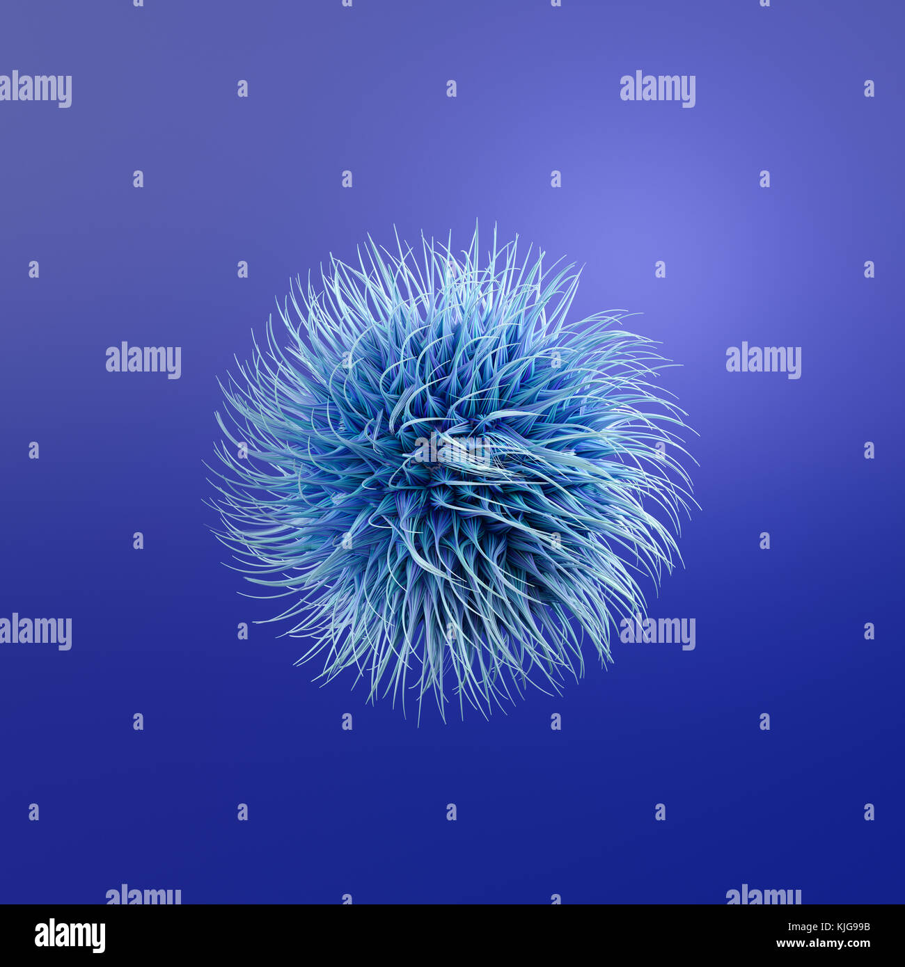 Hairy blue ball, 3D Rendering Banque D'Images