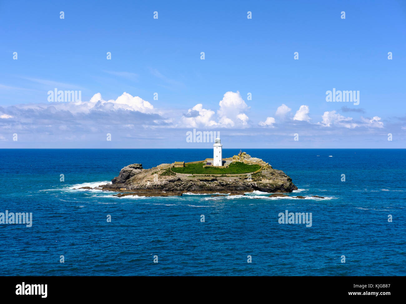 Godrevy-Leuchtturm auf Godrevy Island, bei Gwithian, Cornwall, Angleterre, Iles Banque D'Images