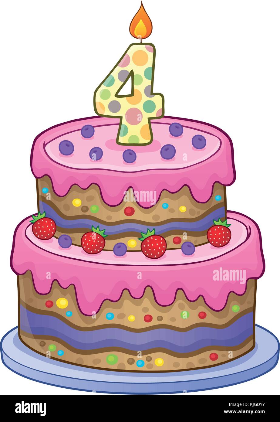 Gâteau d'anniversaire de droit pour 4 ans - eps10 vector illustration Image  Vectorielle Stock - Alamy