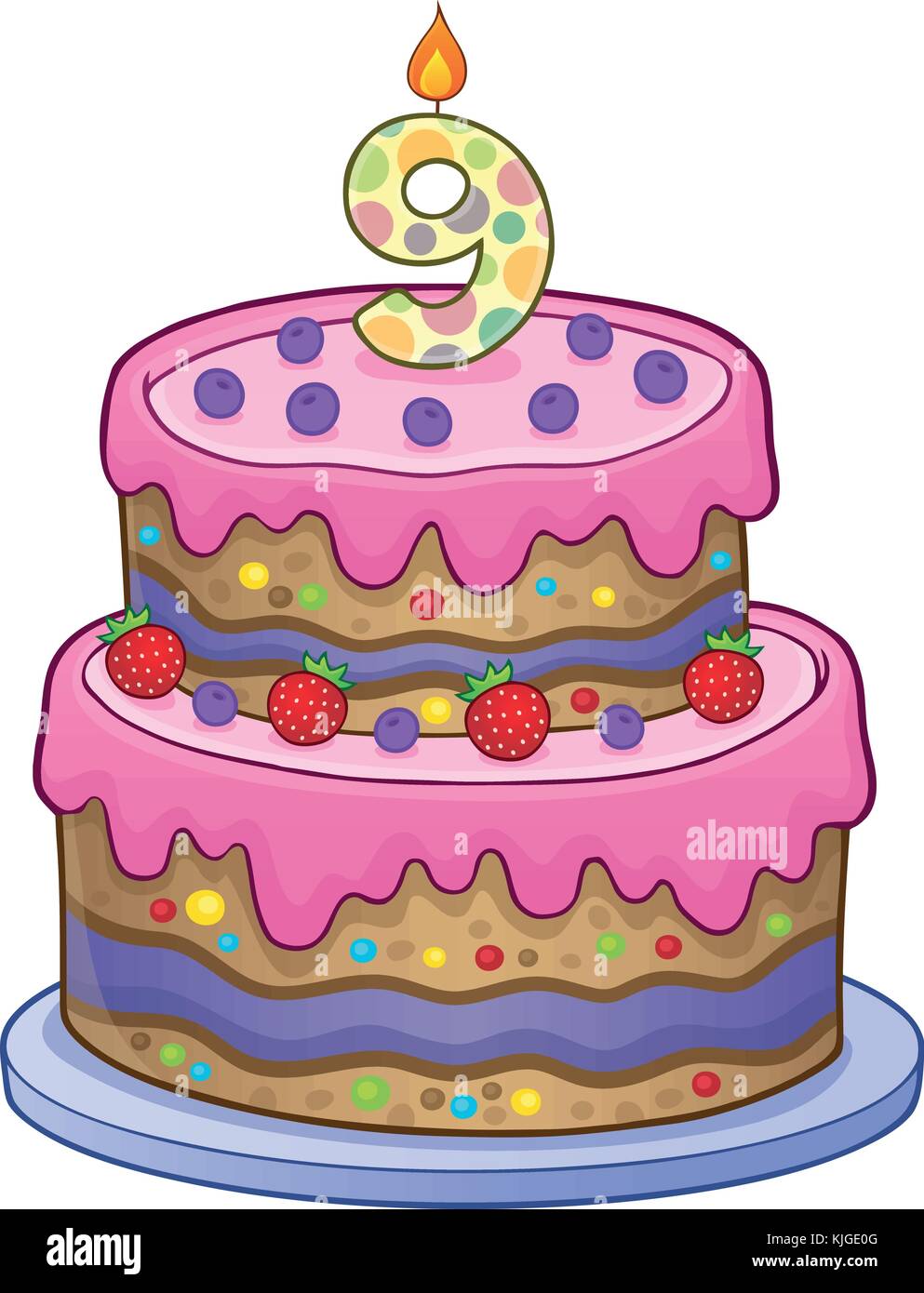 Gateau D Anniversaire De Droit Pour 9 Ans Eps10 Vector Illustration Image Vectorielle Stock Alamy