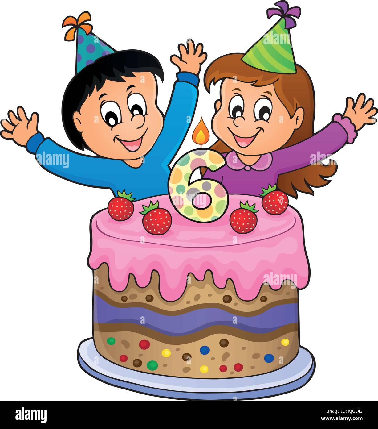 Photo de stock Salutations d'anniversaire joyeuses pour 6 ans 2118071192