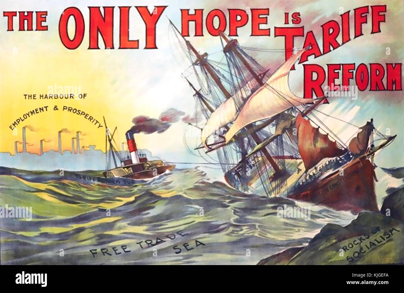 Affiche de libre-ÉCHANGE publiée par le Parti conservateur pour l'élection générale de 1906 qui a été gagnée par le Parti libéral. Banque D'Images