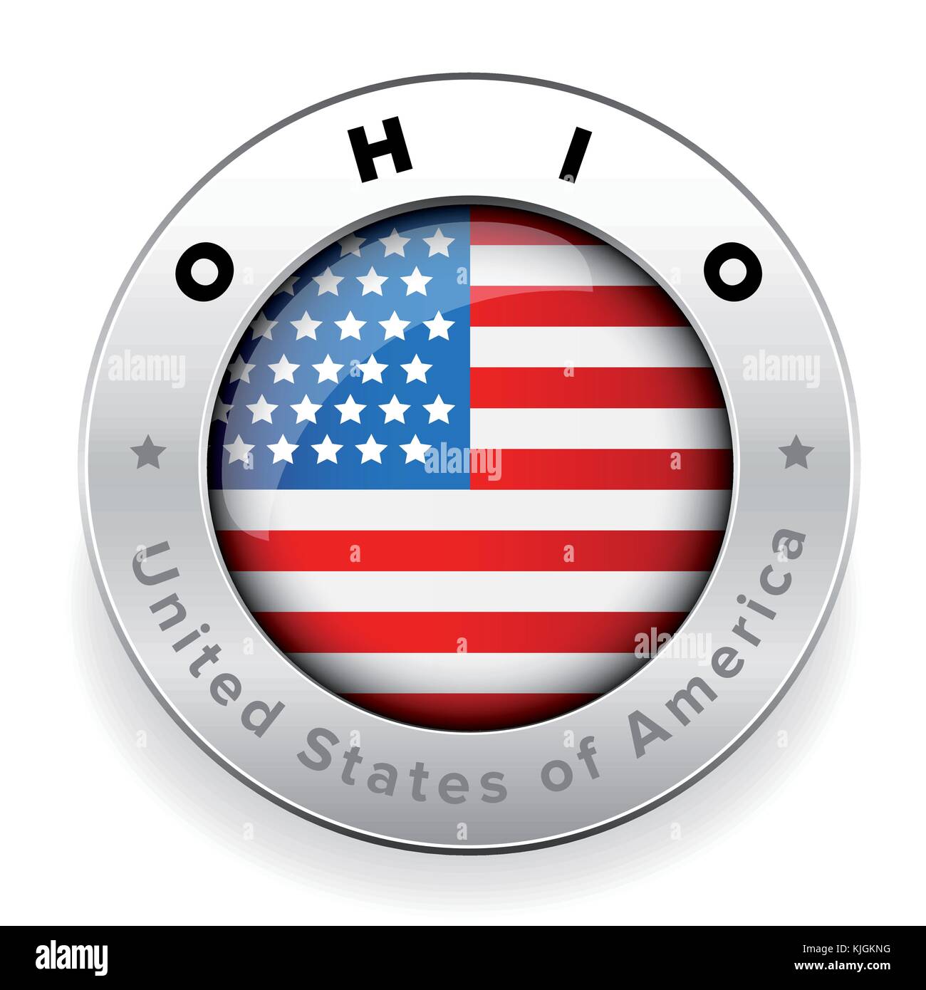 Bouton badge drapeau usa ohio Illustration de Vecteur