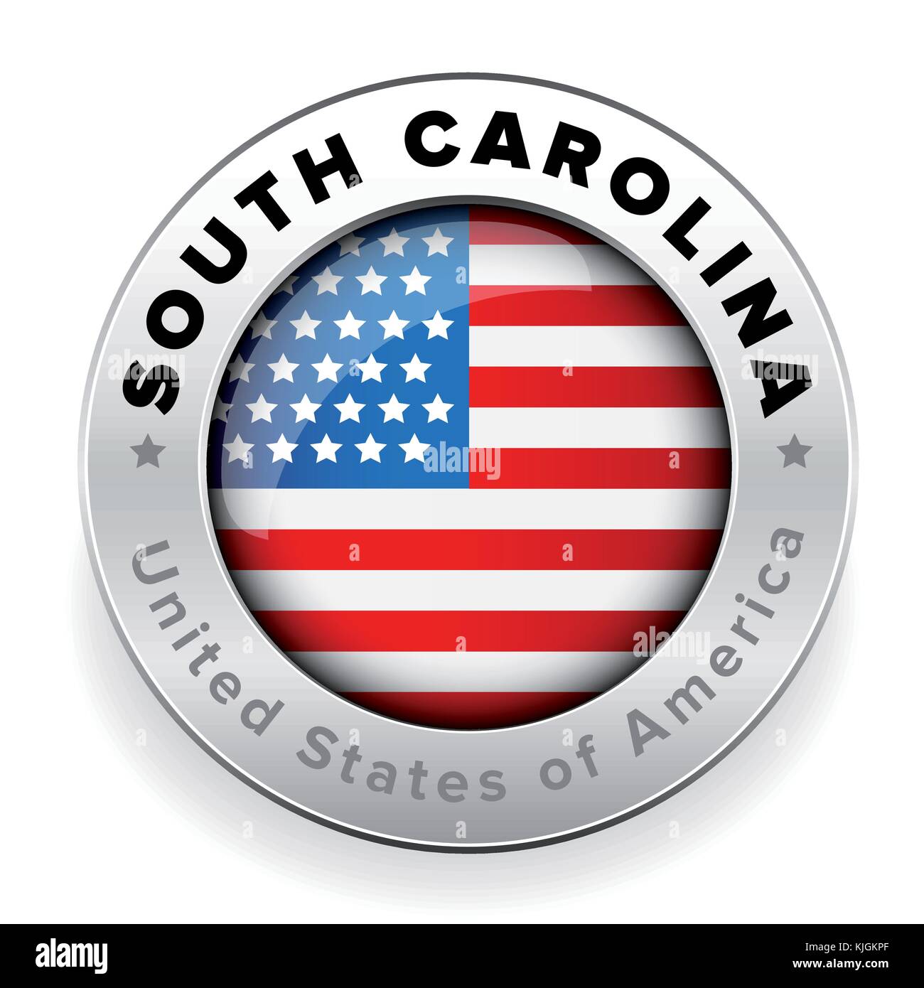 Caroline du Sud usa flag bouton badge Illustration de Vecteur