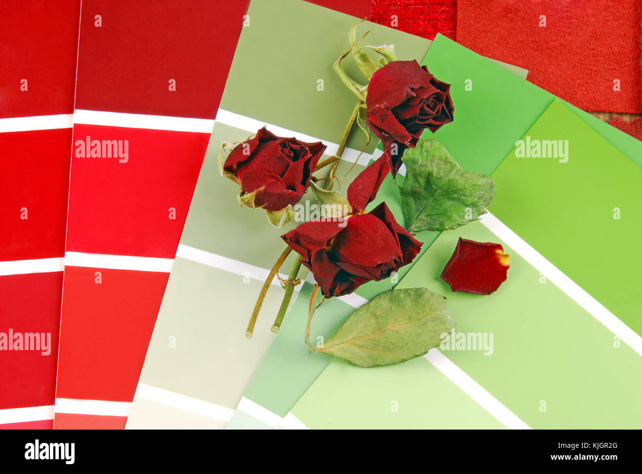 L'harmonisation des couleurs pour l'intérieur en rouge et vert Banque D'Images