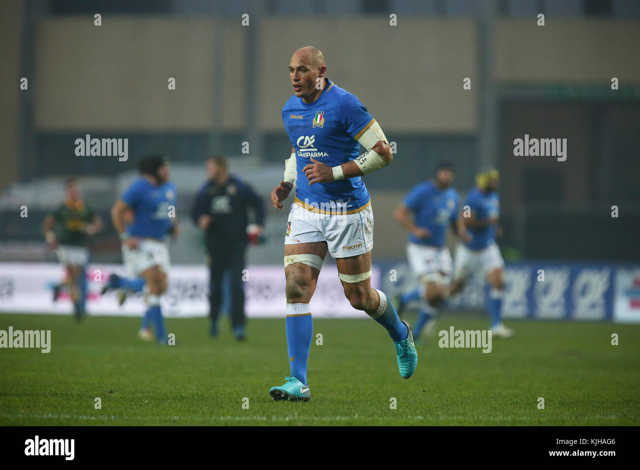 Padova, Italie. 25 novembre 2017. Le capitaine de l'Italie Sergio Parisse dans l'international Novembre test match entre l'Italie et l'Afrique du Sud. Massimiliano Carnabuci/Alamy Live News Banque D'Images