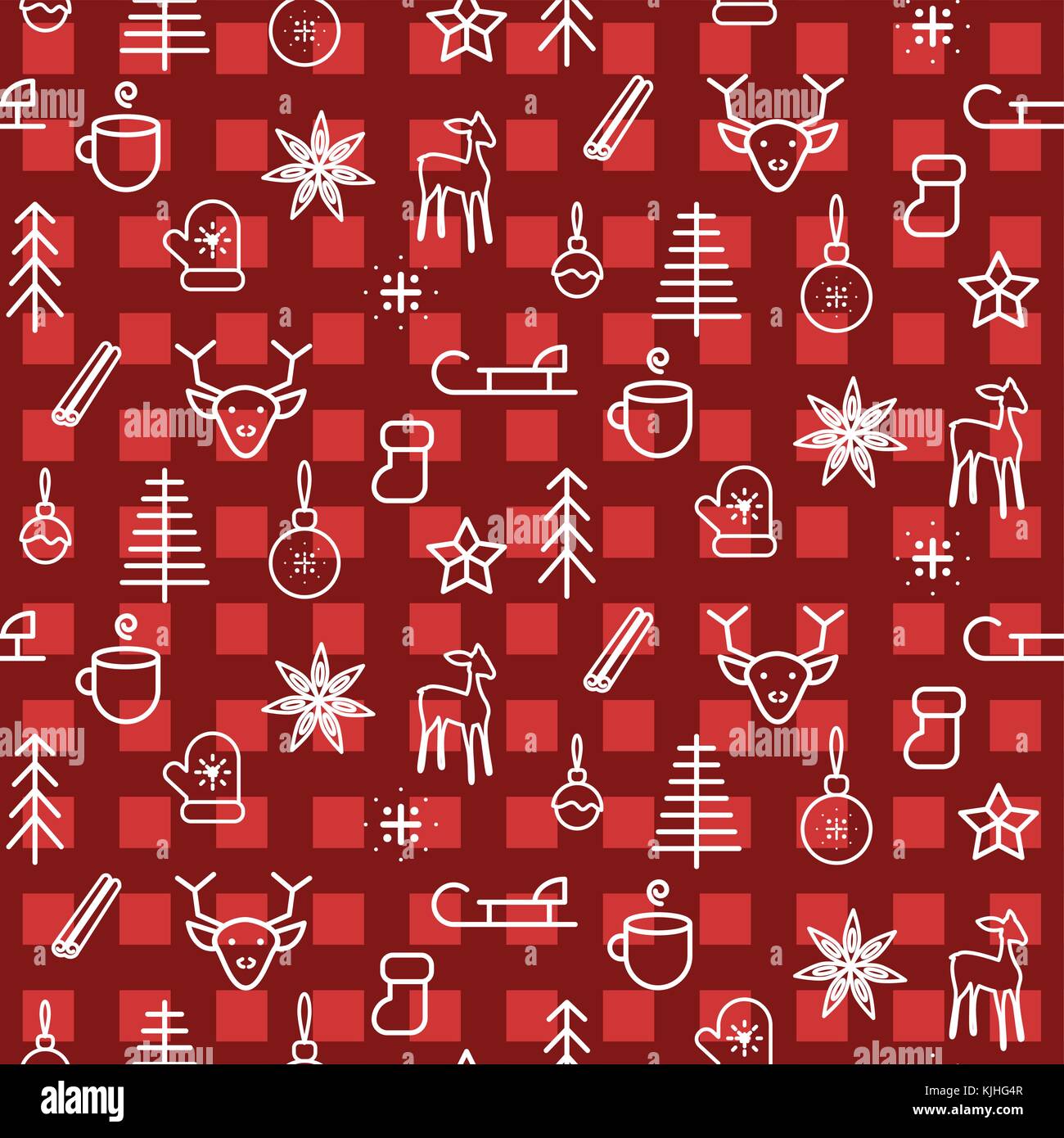 Nouvel an à carreaux rouge foncé icône simple modèle de scénario. Illustration de Vecteur
