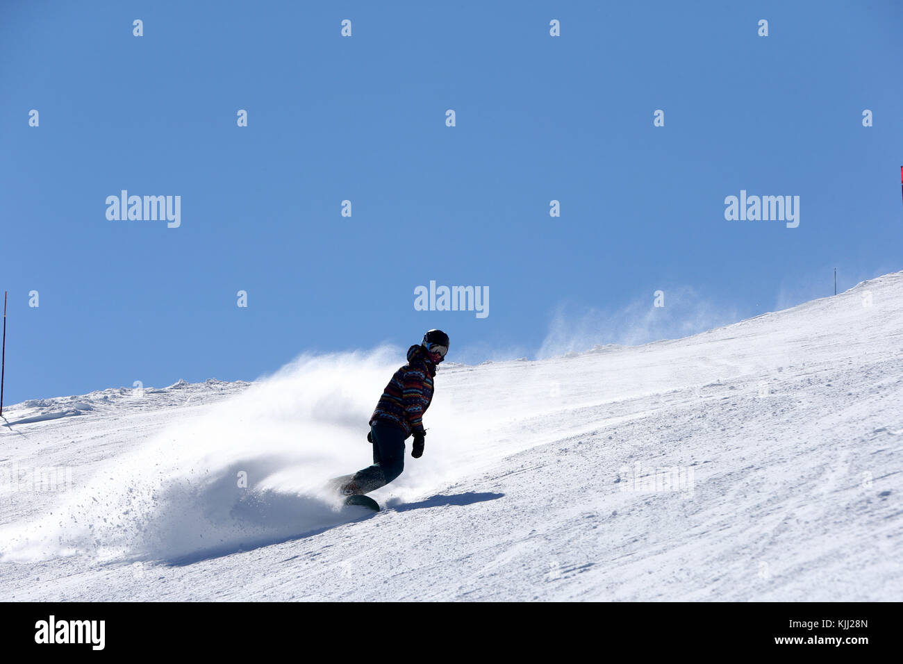 Alpes françaises.Snowboarder France. Banque D'Images