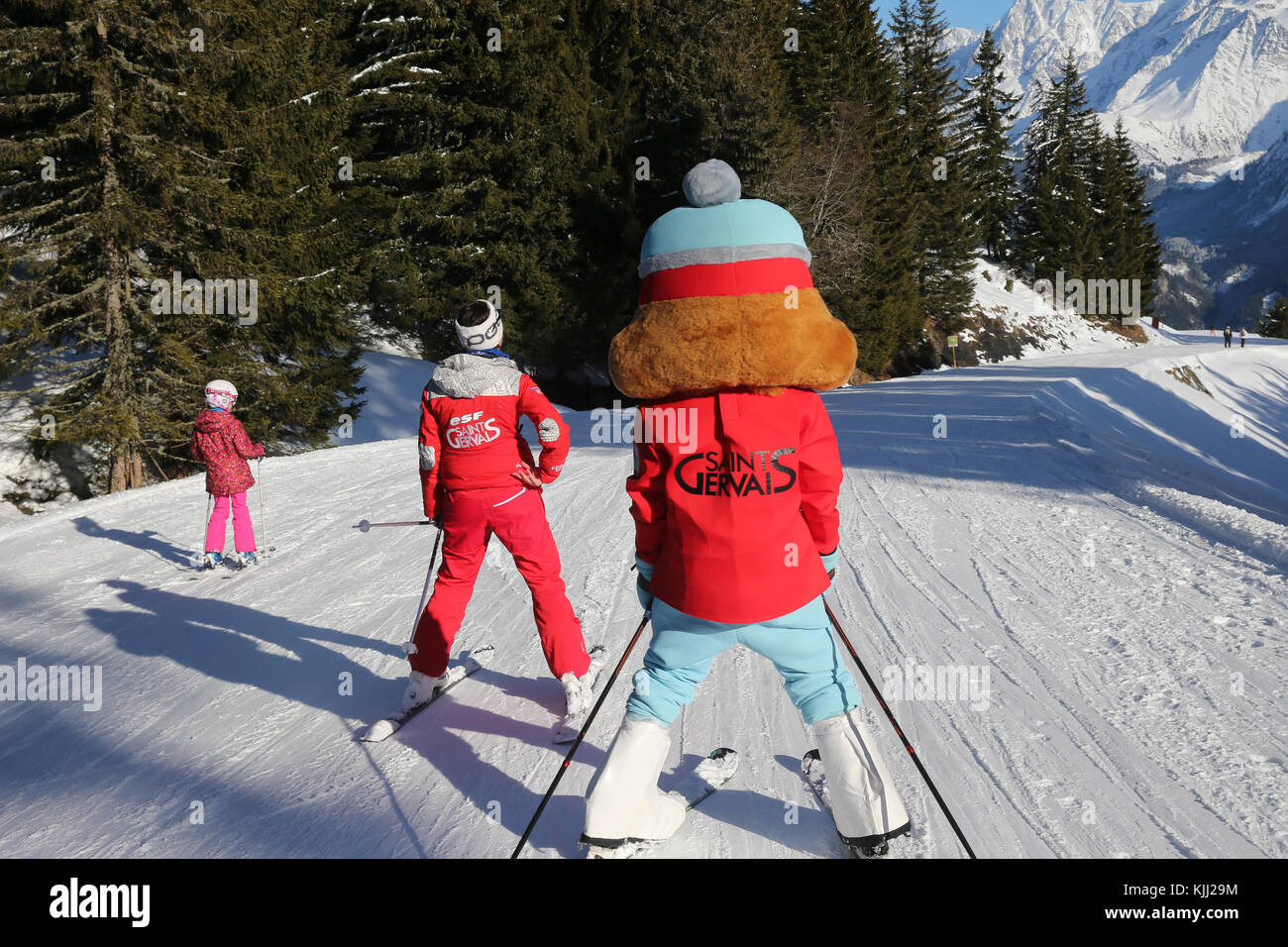 Alpes françaises. Charlotte la marmotte : mascot de Saint-Gervais Mont-Blanc. La France. Banque D'Images