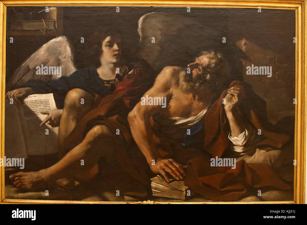 Musée du Capitole, Rome. Le Guerchin, saint Matthieu et l'Ange, huile sur toile (environ 1622). L'Italie. Banque D'Images