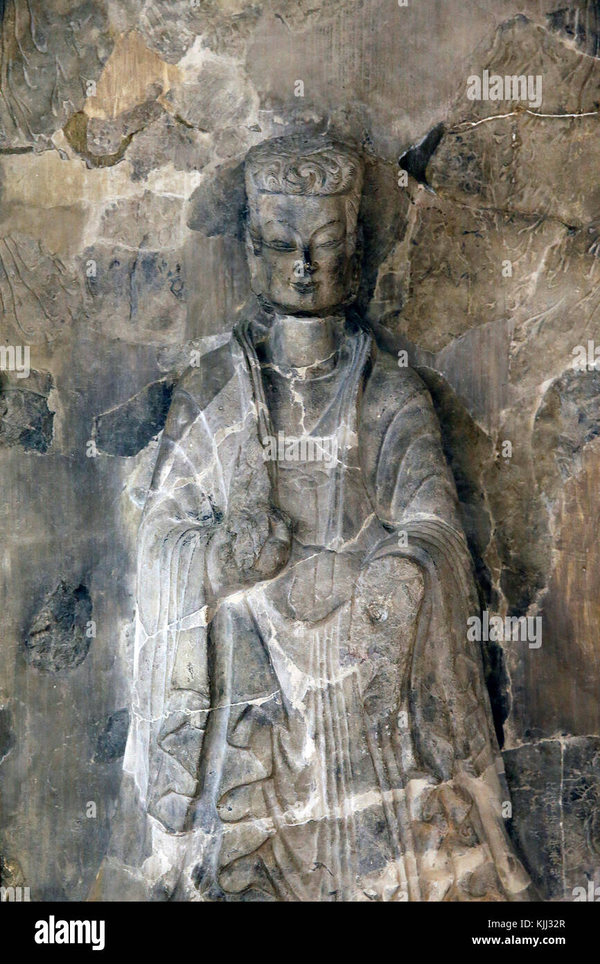 Musée national d'Art Oriental, Rome. Bouddha Maitreya. La pierre calcaire. La Chine. Dynastie des Wei du Nord. c. 527. L'Italie. Banque D'Images