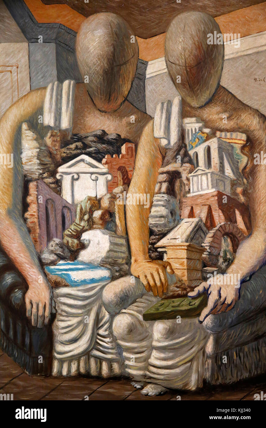 Musée d'Art Moderne, Rome. Giorgio de Chirico. Gli archeologi. 1927. Cette image n'est pas tombŽe dans le domaine public. Il faut obligatoirement o Banque D'Images