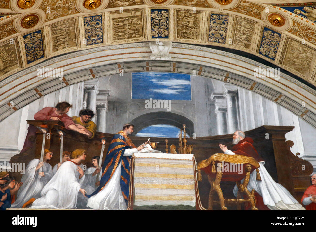 Musées du Vatican, Rome. Les chambres de Raphaël. La masse à Bolsena. L'Italie. Banque D'Images