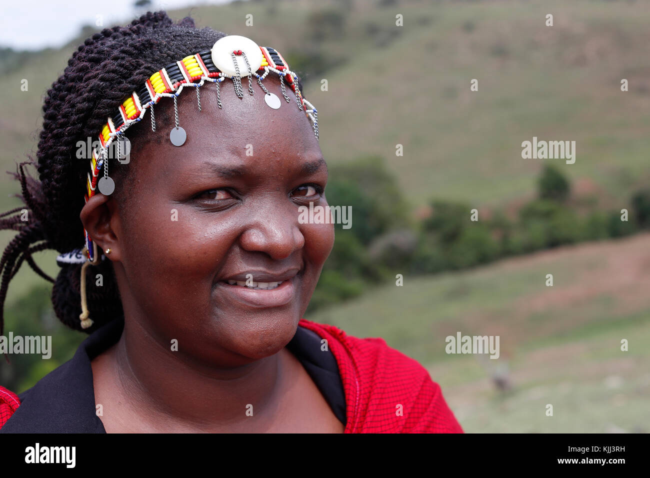 Femme Masai. Portrait. Le Masai Mara. Au Kenya. Banque D'Images