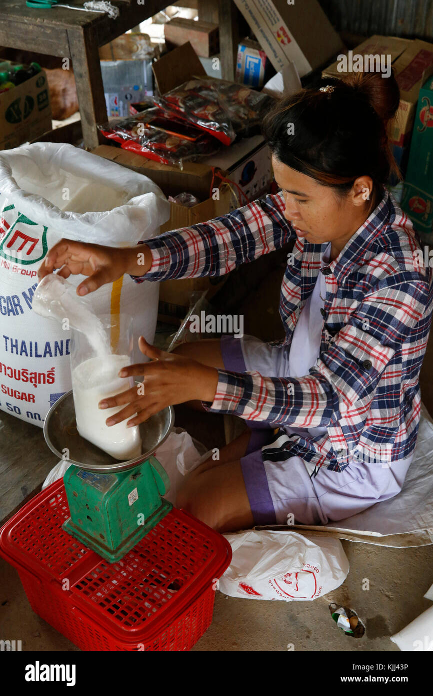 Commerçant khmer au travail. Battambang. Le Cambodge. Banque D'Images