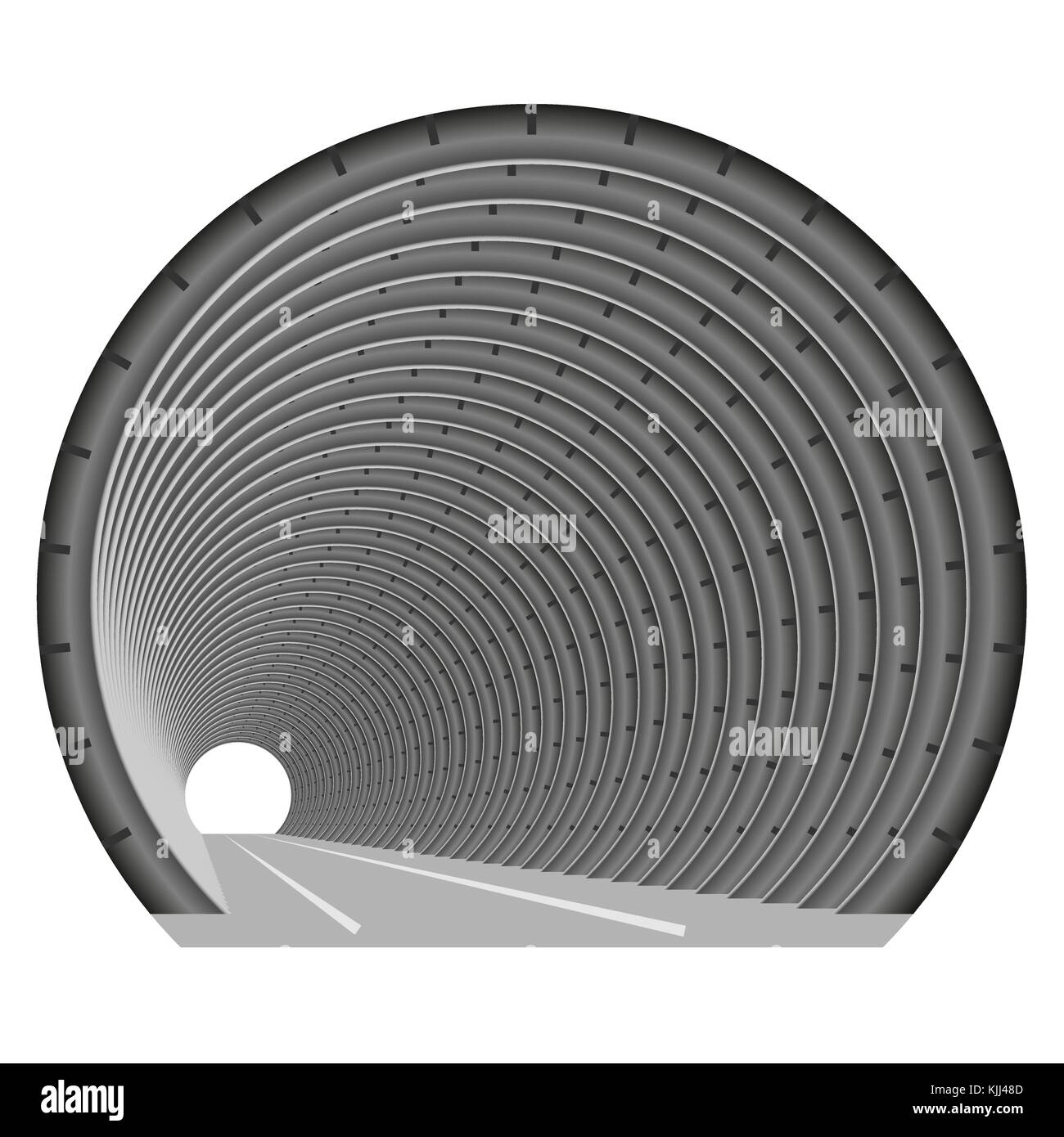 Un tunnel souterrain du métro ou en voiture. la construction de tube. la lumière au bout du tunnel. l'entrée ou à la sortie quelque part Illustration de Vecteur