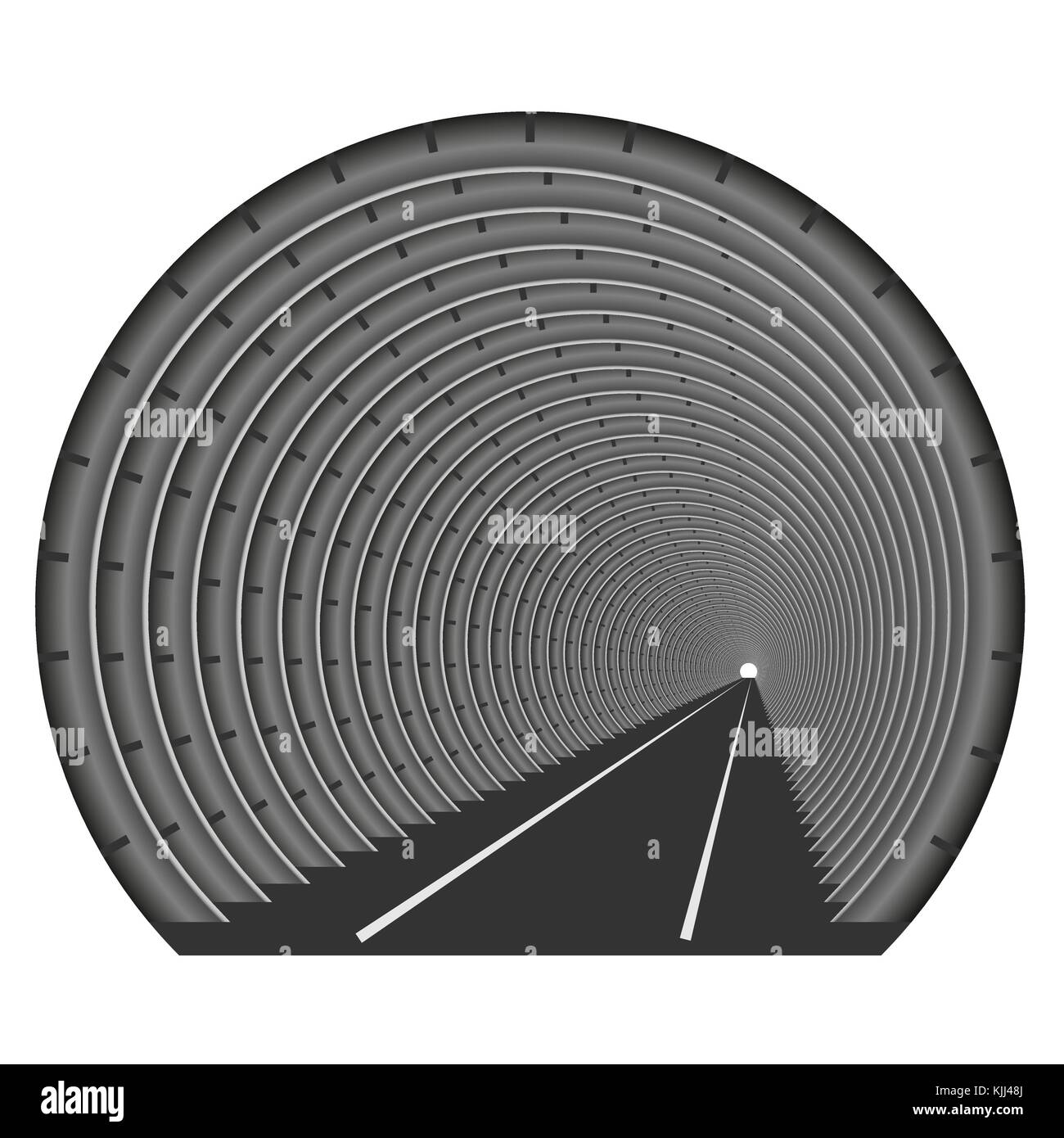 Un tunnel souterrain du métro ou en voiture. la construction de tube. la lumière au bout du tunnel. l'entrée ou à la sortie quelque part Illustration de Vecteur