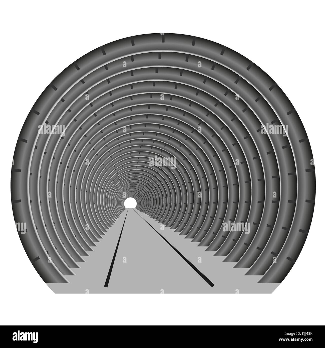 Un tunnel souterrain du métro ou en voiture. la construction de tube. la lumière au bout du tunnel. l'entrée ou à la sortie quelque part Illustration de Vecteur