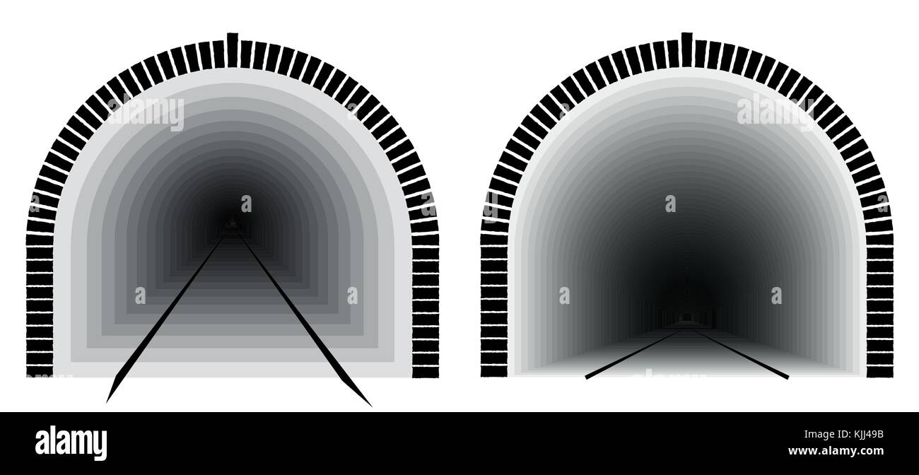 Un long et profond tunnel ferroviaire. façon directement. l'incertitude nous attend Illustration de Vecteur