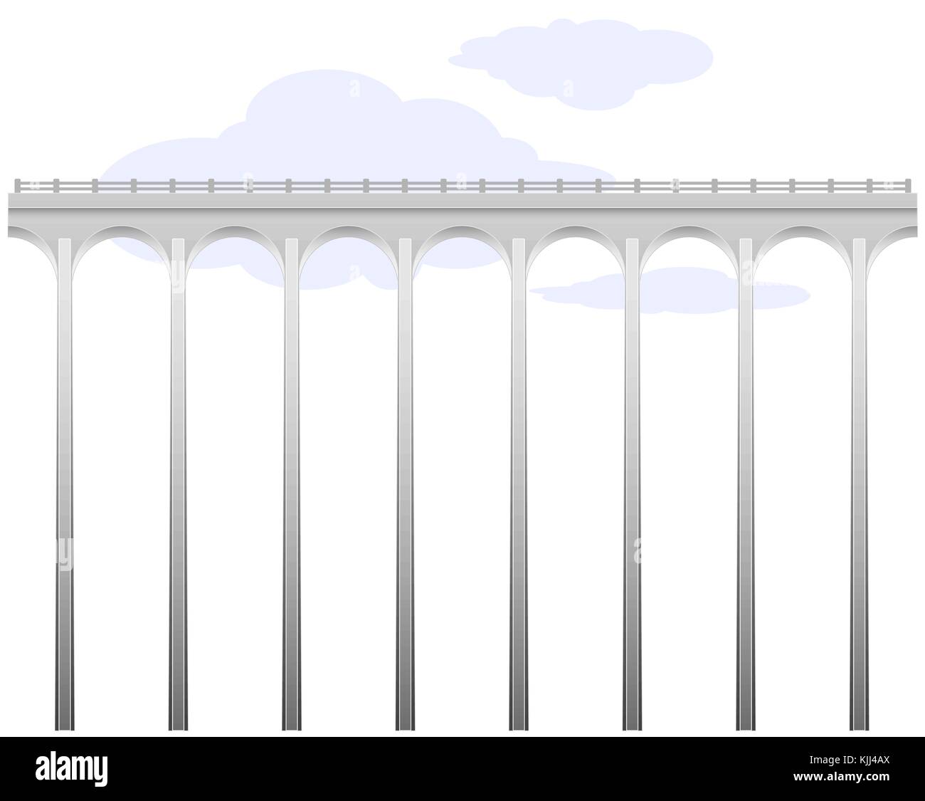 Arche ajourée pont en béton. l'infrastructure des transports. reliant les banques. au-dessus de l'abîme. chemin dangereux. Vue de côté. Illustration de Vecteur