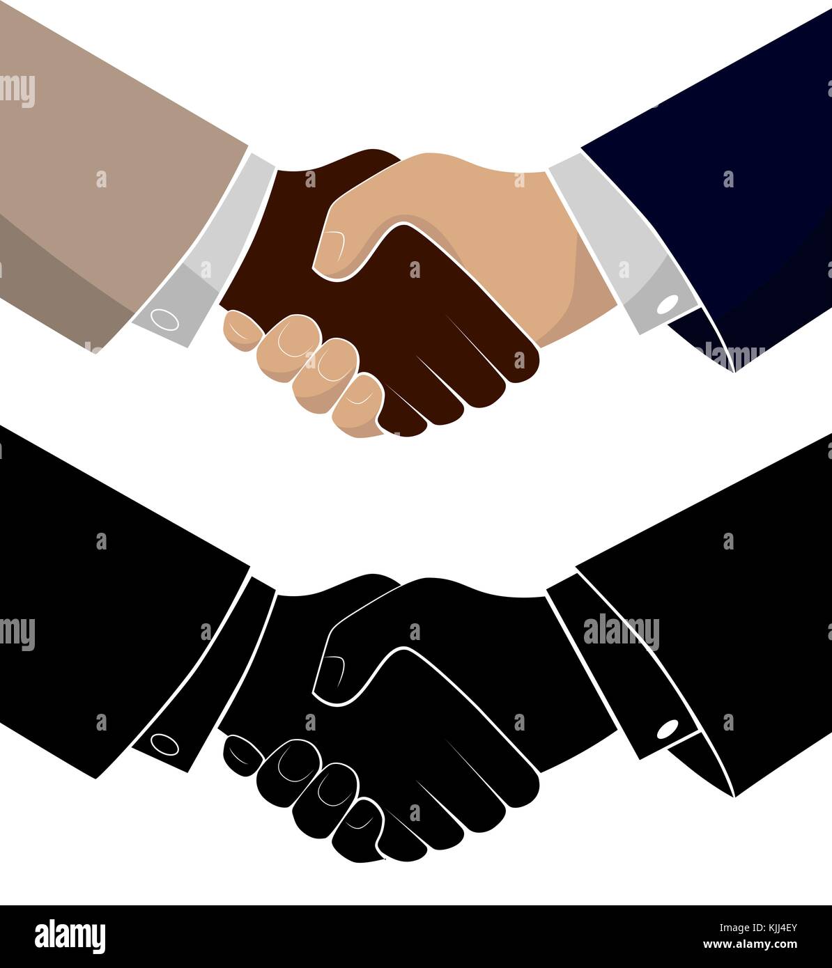 Poignée de deux hommes d'affaires. conclusion de la transaction et l'atteinte des succès. félicitations collègue. Illustration de Vecteur