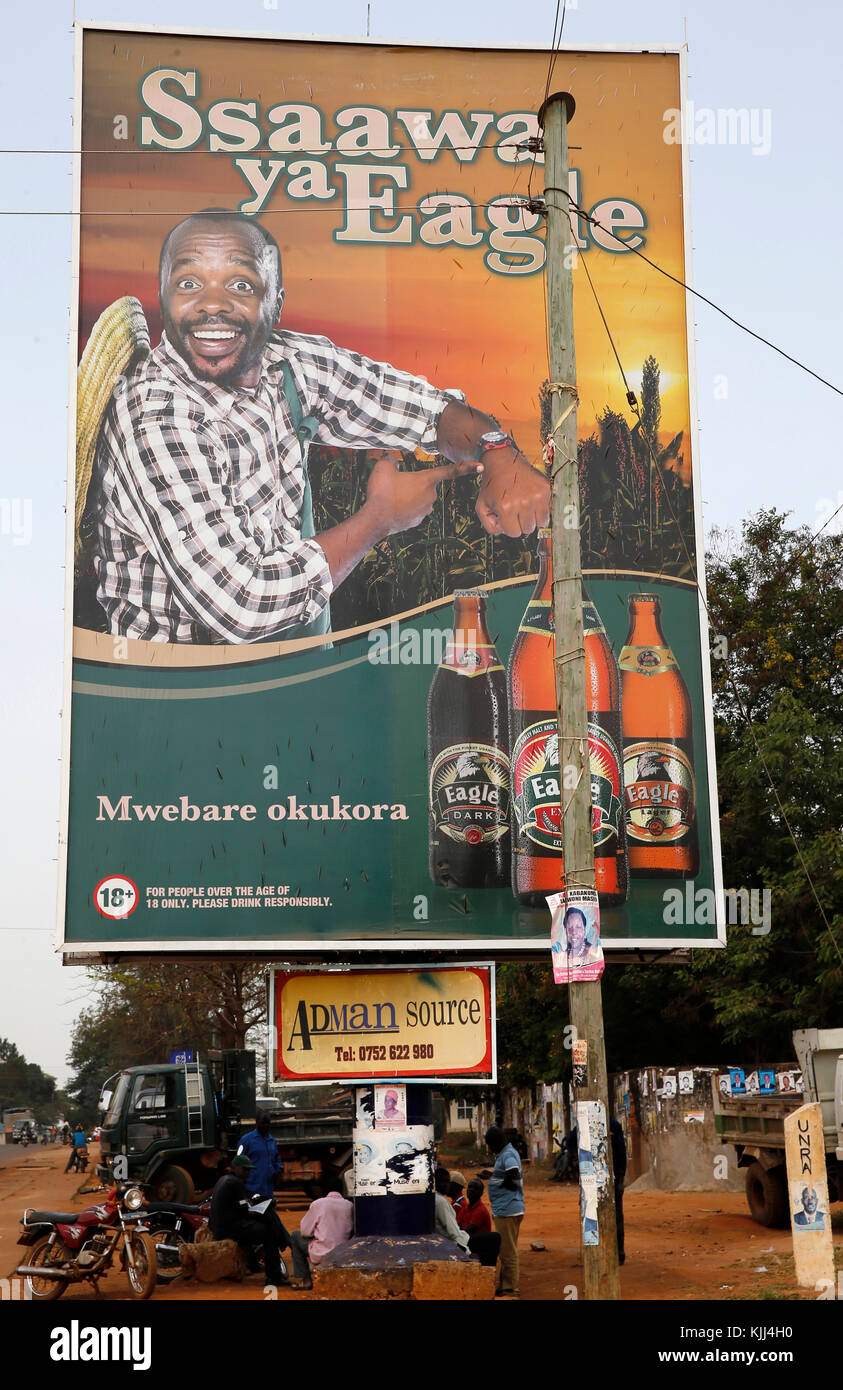 Publicité de bière. L'Ouganda Banque D'Images