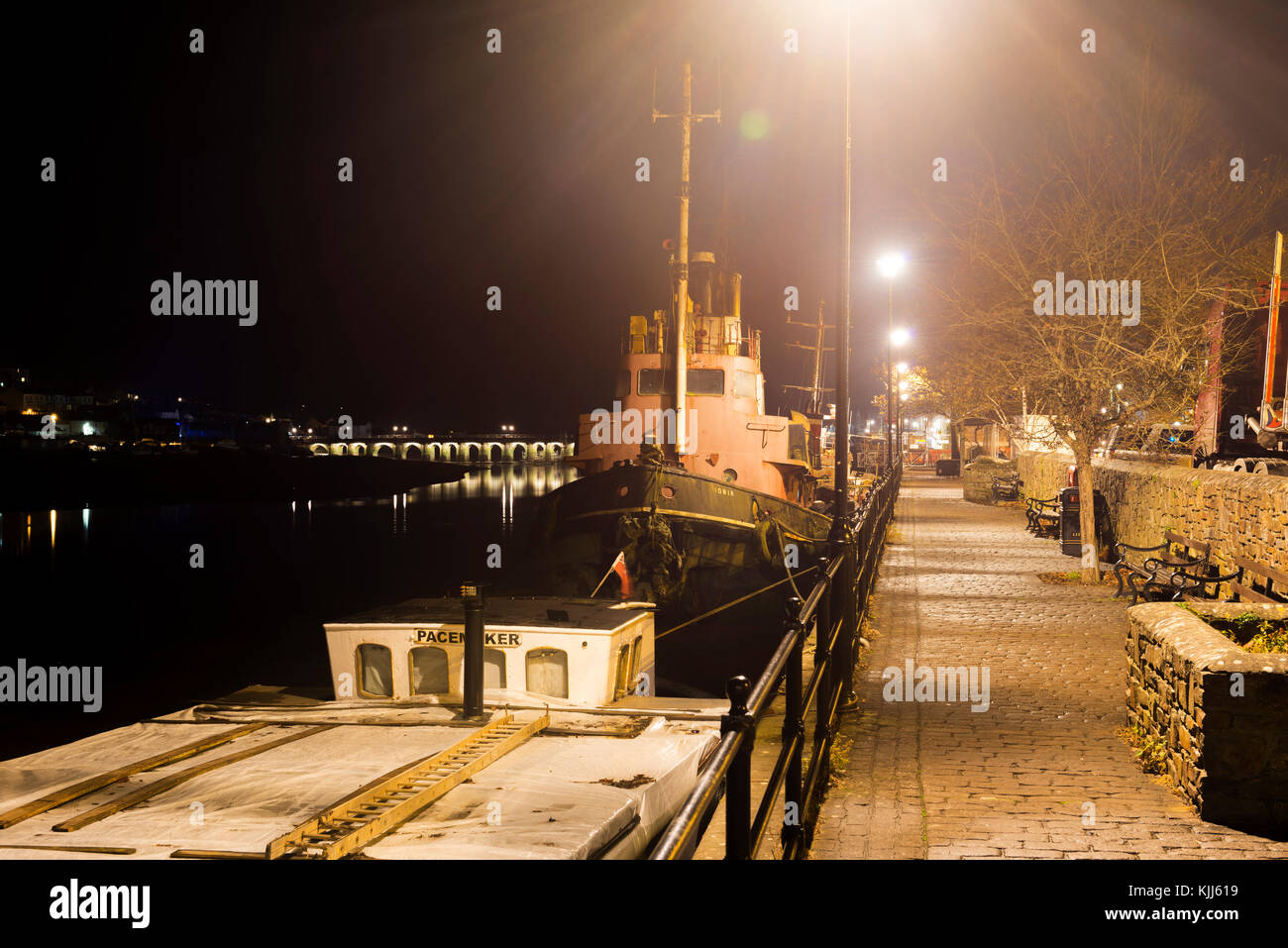 La nuit, les navires, Bideford Devon Banque D'Images