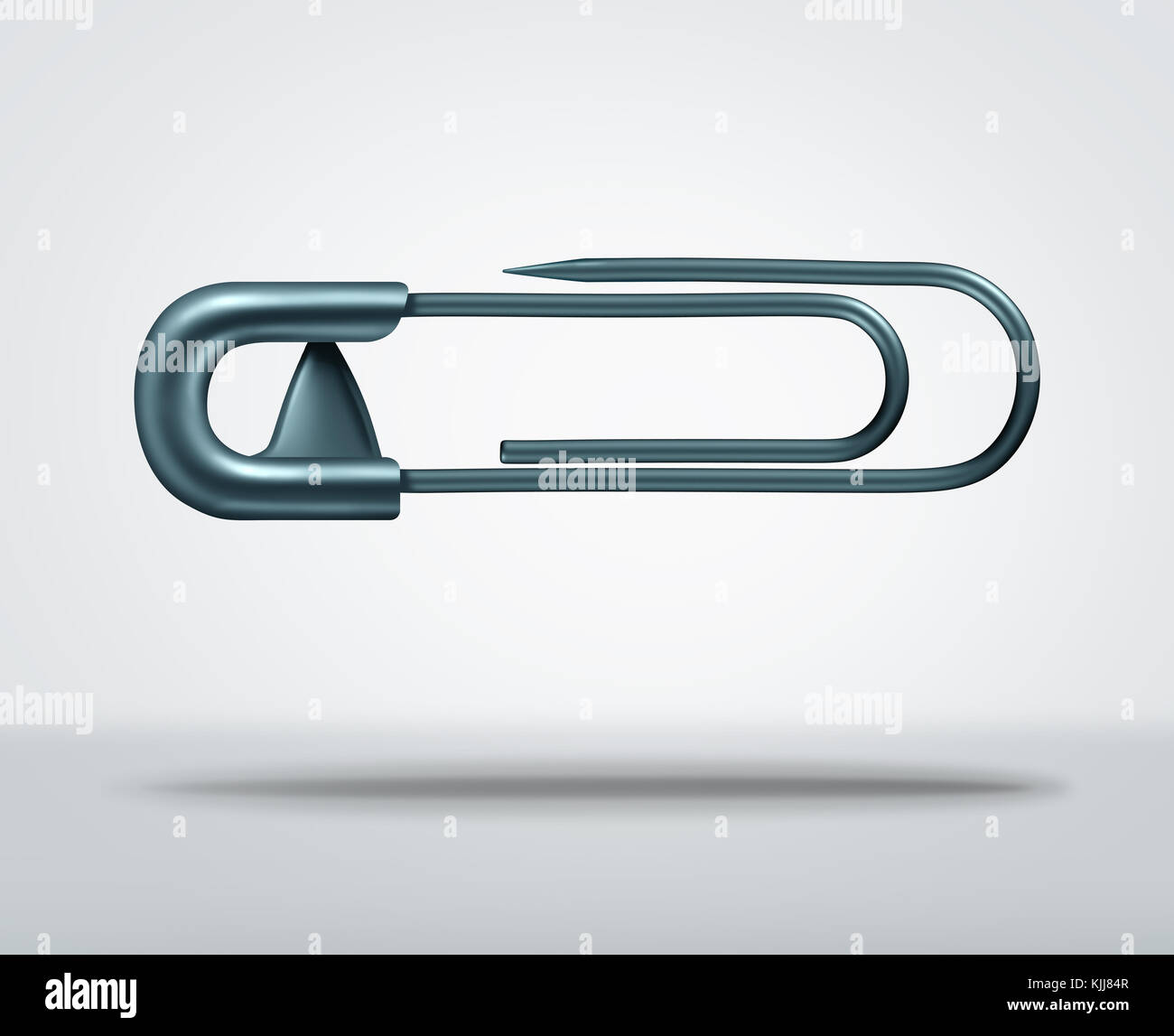 Être parent et travailler en tant que symbole d'une couche de la goupille de sécurité combinée avec un trombone de bureau comme une métaphore pour la maternité ou la paternité. Banque D'Images