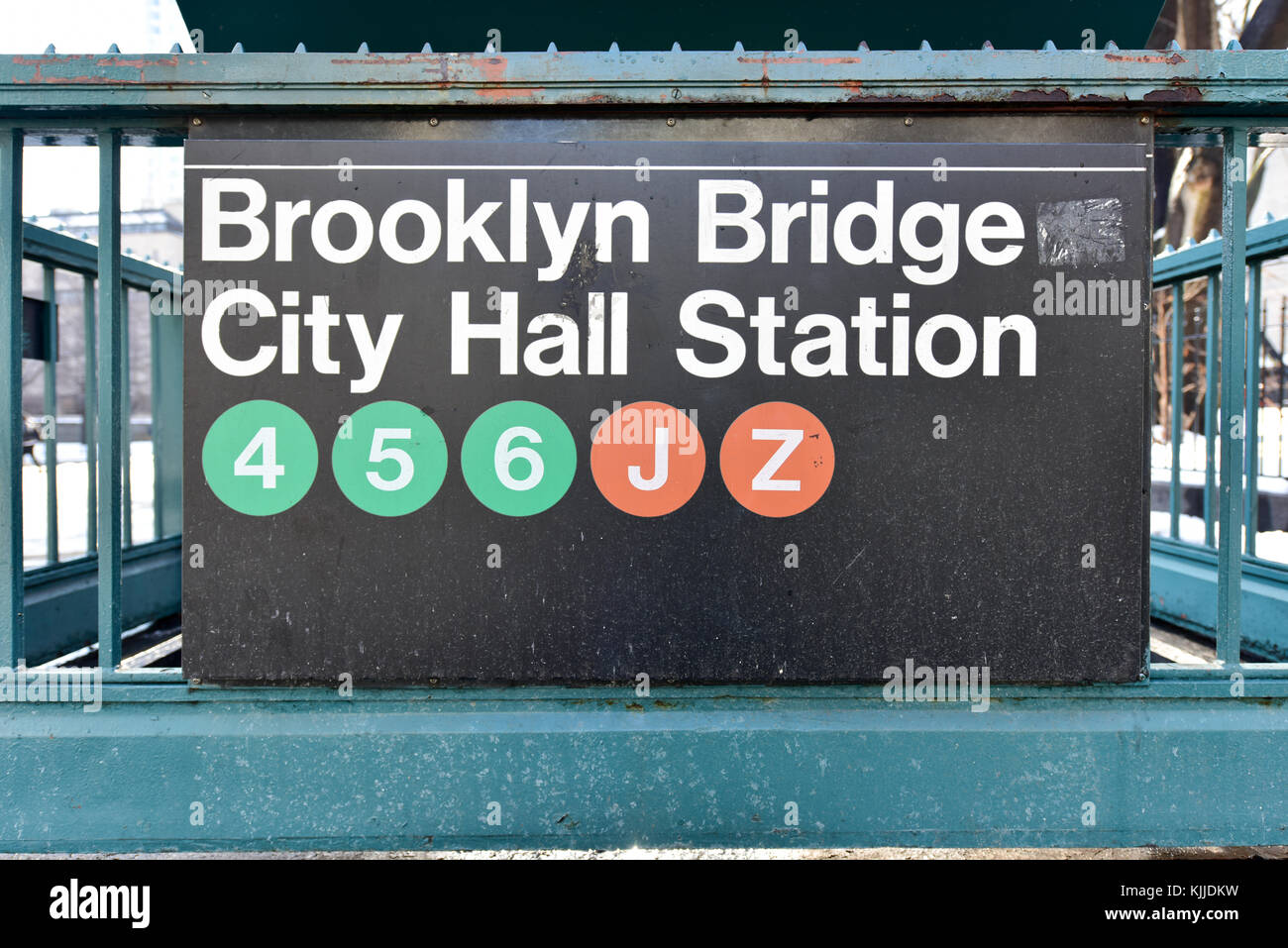 New York, New York - 22 février 2015 : pont de Brooklyn, city hall station au centre-ville de Manhattan sur le métro de New York, Metropolitan transit autorité Banque D'Images