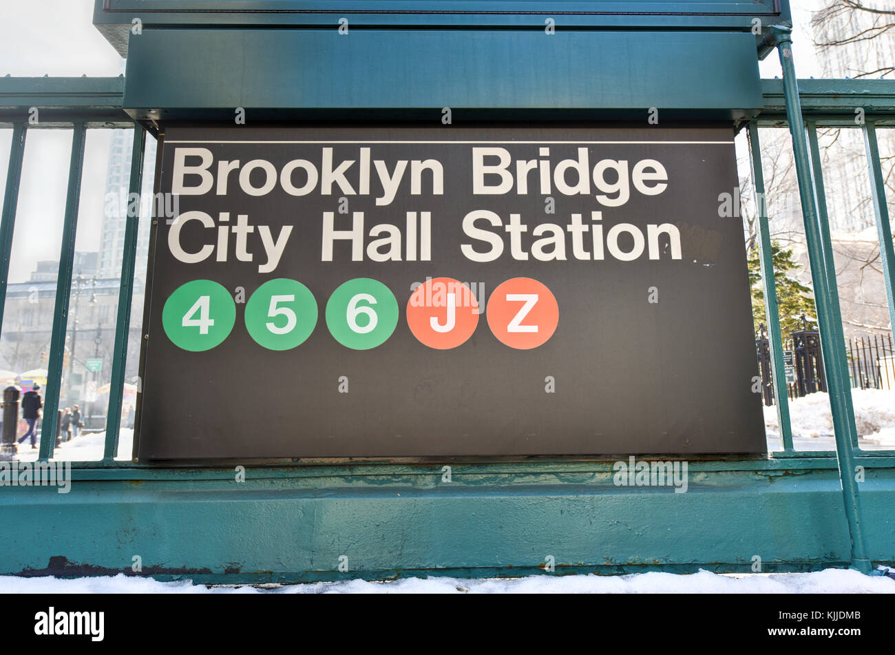New York, New York - 22 février 2015 : pont de Brooklyn, city hall station au centre-ville de Manhattan sur le métro de New York, Metropolitan transit autorité Banque D'Images