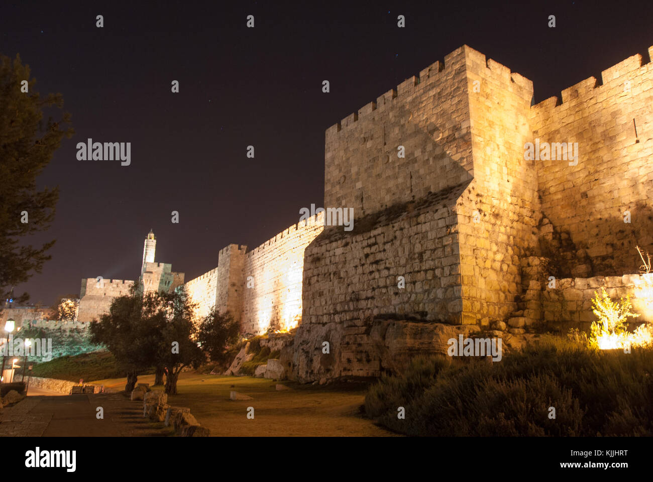 Le roi David Citadel de nuit à Jérusalem, Israël Banque D'Images