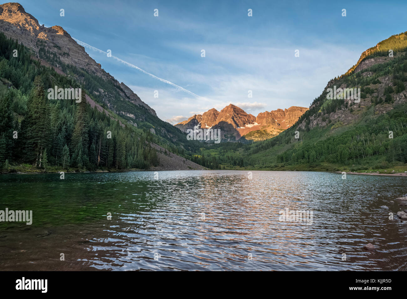 MAROON LAKE & MAROON BELLS WHITE RIVER NATIONAL FOREST ASPEN COLORADO 81611 Banque D'Images