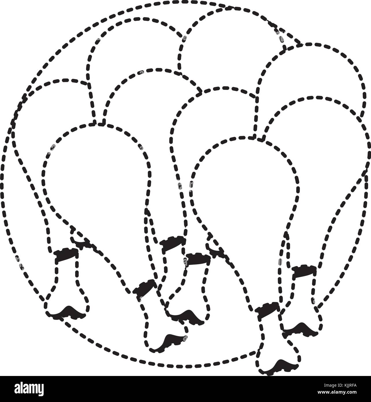 Haut de cuisses de poulet sur le plat en pointillée noire silhouette sur fond blanc Illustration de Vecteur