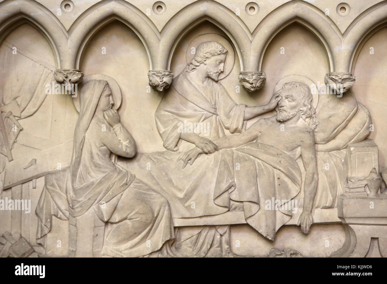 St Martin's Catholic Church, Villers sur Mer, France. Reliefs. Banque D'Images