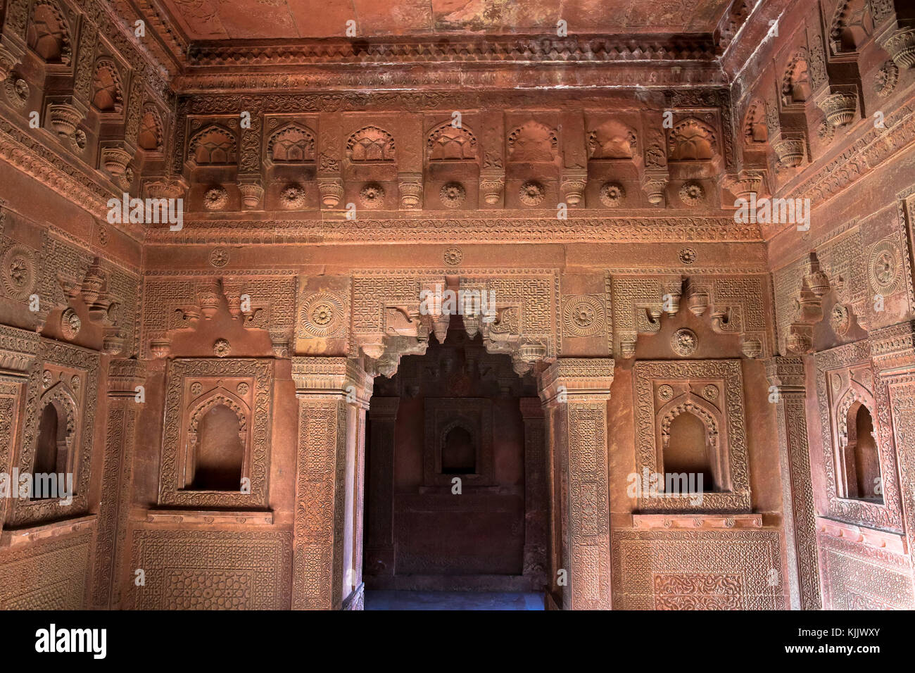 Fatehpur Sikri, fondée en 1569 par l'empereur moghol Akbar, fut la capitale de l'Empire moghol de 1571 à 1585. Complexe du palais impérial. Je Banque D'Images