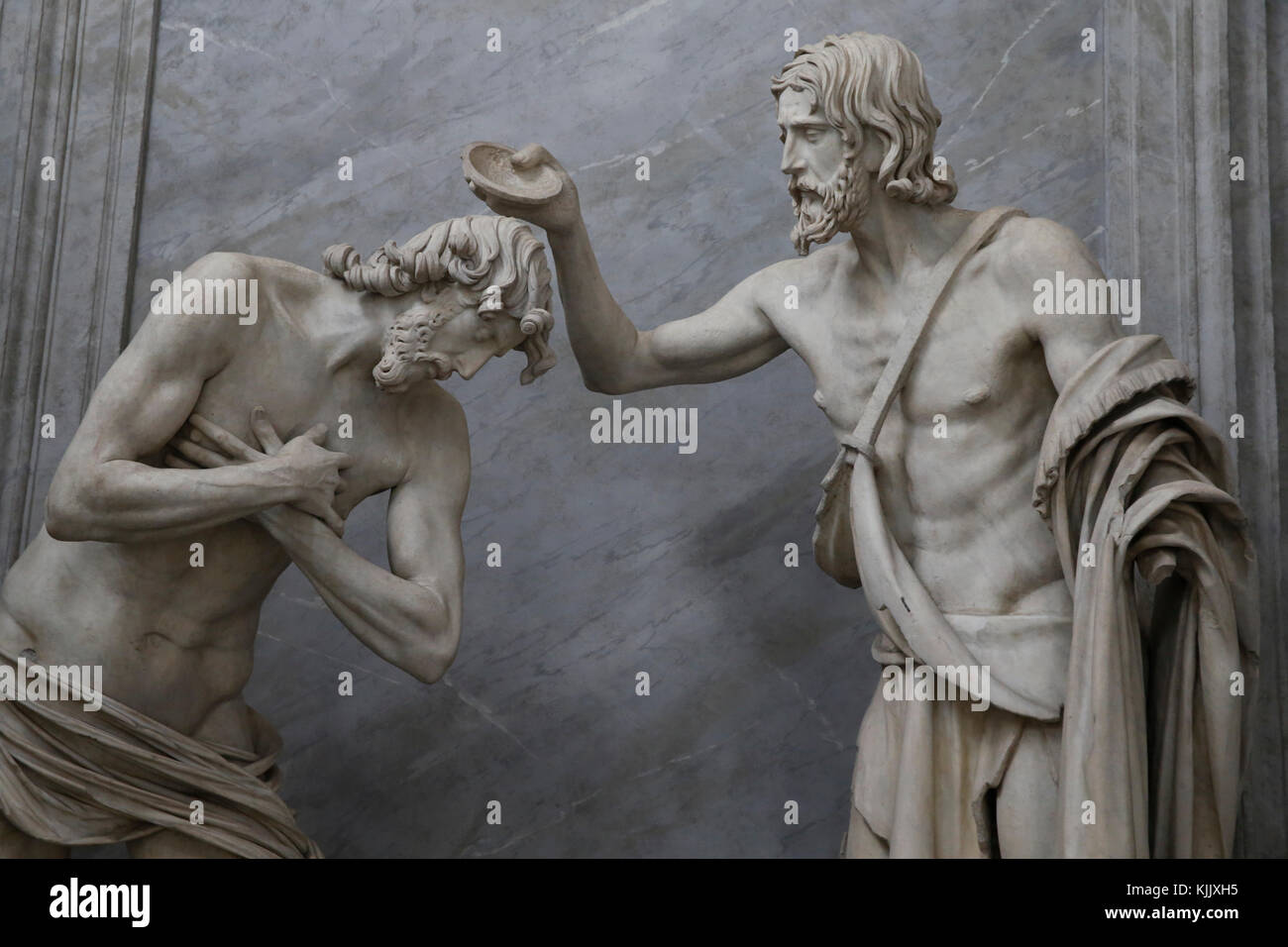 San Giovanni Battista dei Fiorentini, l'église de Rome. Francesco Mochi, le Baptême du Christ (17e siècle). L'Italie. Banque D'Images