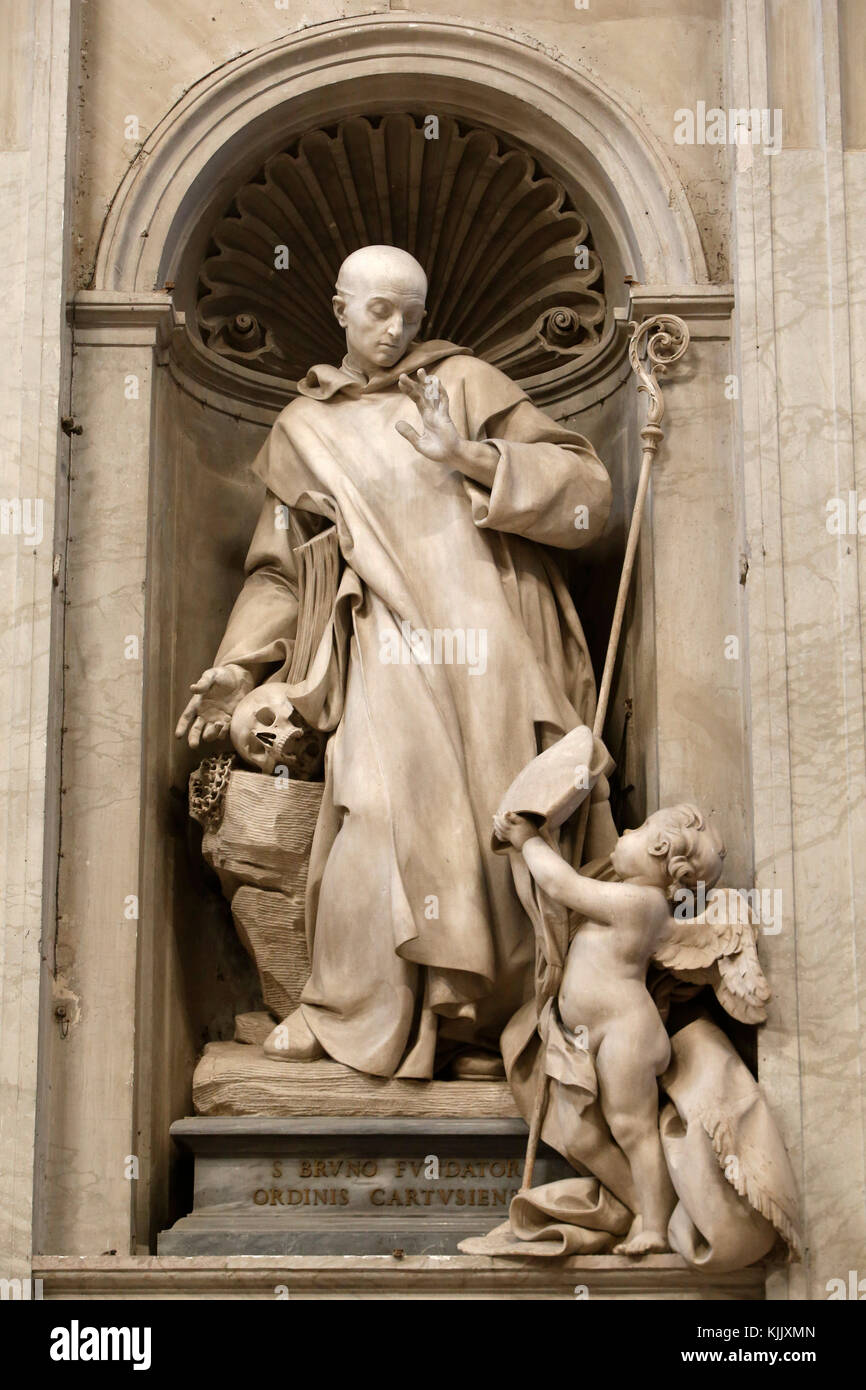 Statue de Saint Bruno dans la basilique Saint-Pierre, à Rome. L'Italie. Banque D'Images