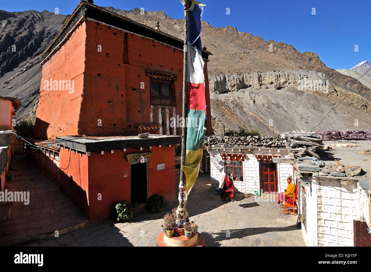 Monastère Gompa à Kagbeni village, Mustang. Le Népal. Banque D'Images